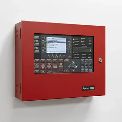 Red fire alarm control panel
