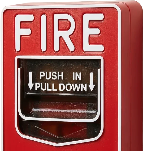 Red fire alarm pull station
