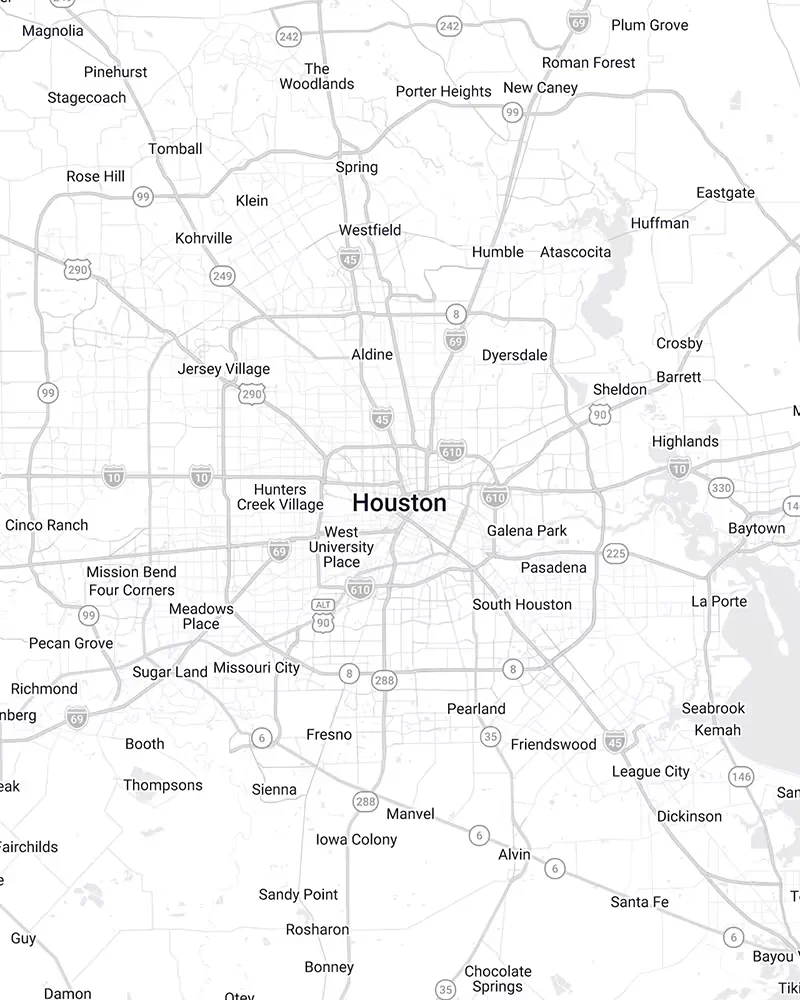 Map of Houston and nearby Texas communities