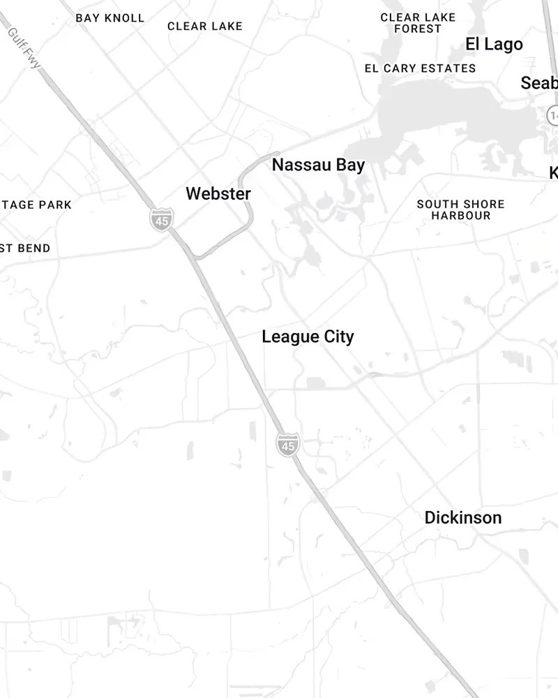 Map of League City and nearby Texas communities