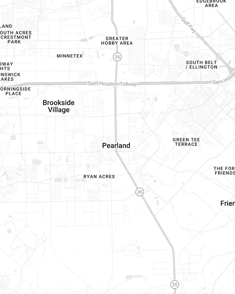 Map of Pearland and nearby Texas communities